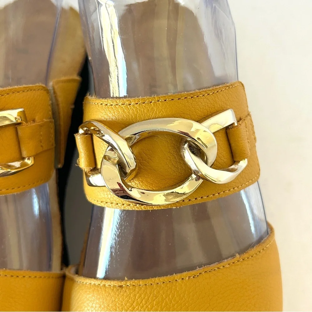 Naot Victoria Comfort Wedge Sandal Gold Chain Shoe Cork Yellow Size EU 36 US 5